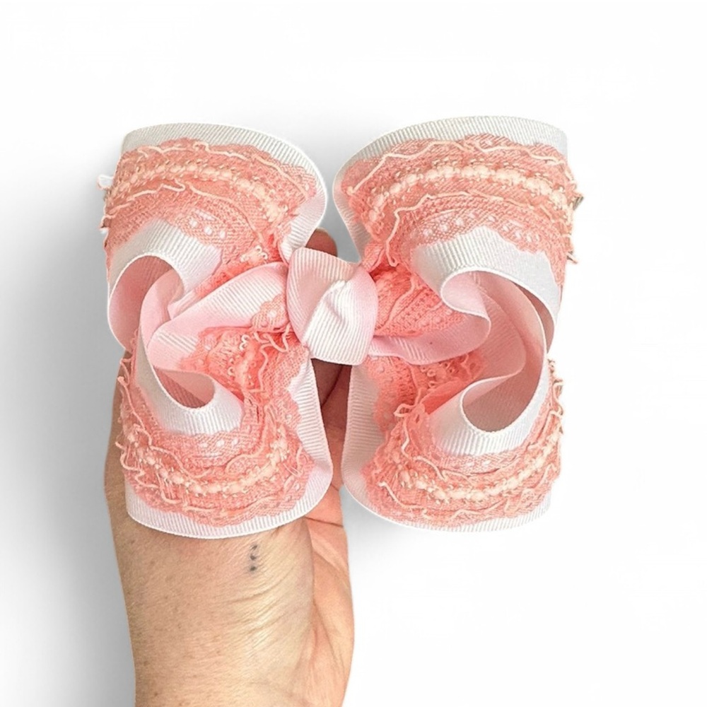 Pink Lace Layered smocked bow